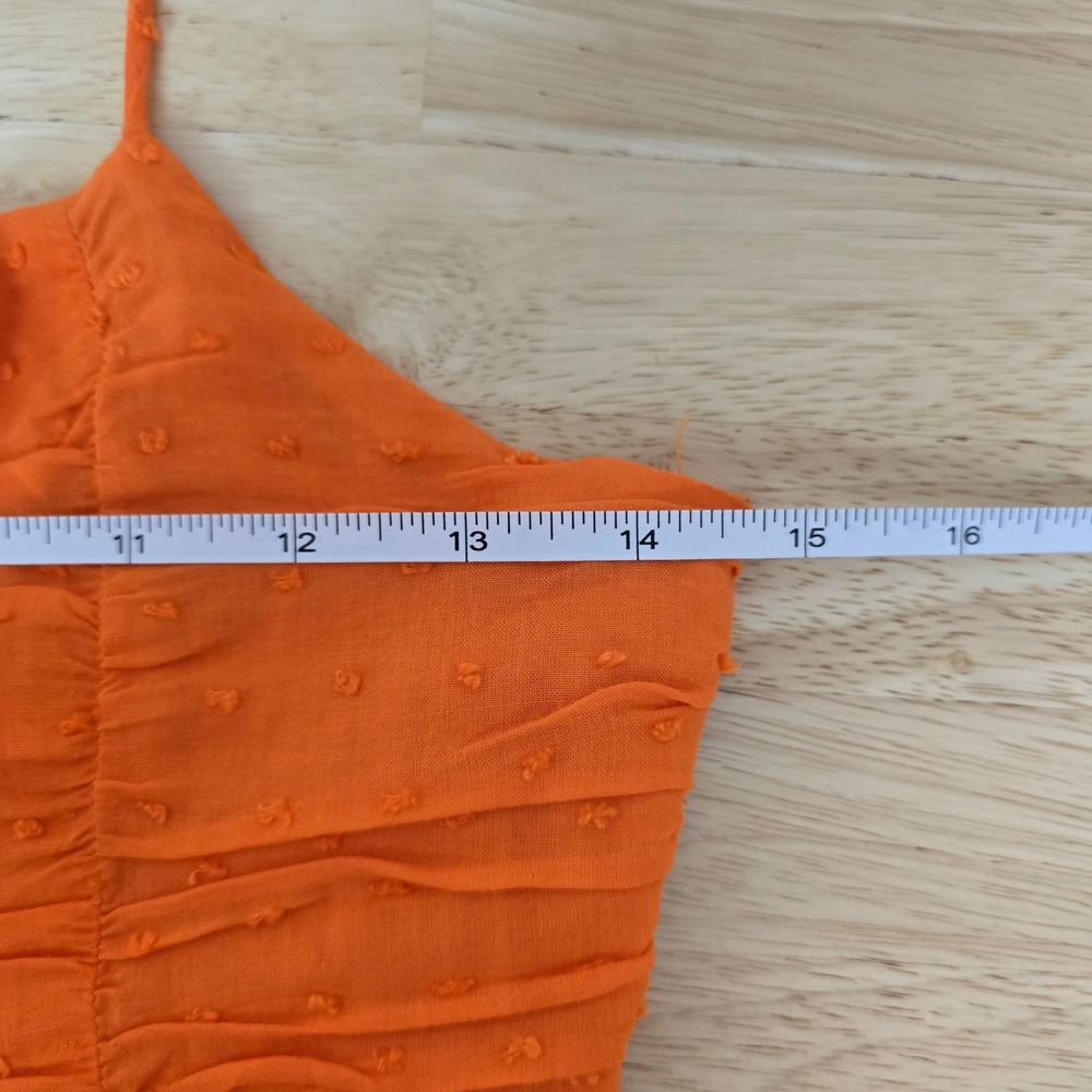 NWT Hello‎ Molly Burst Of Colour Dress Orange Ruched Swiss Dot Halter Mini Sz XS - Picture 4 of 7